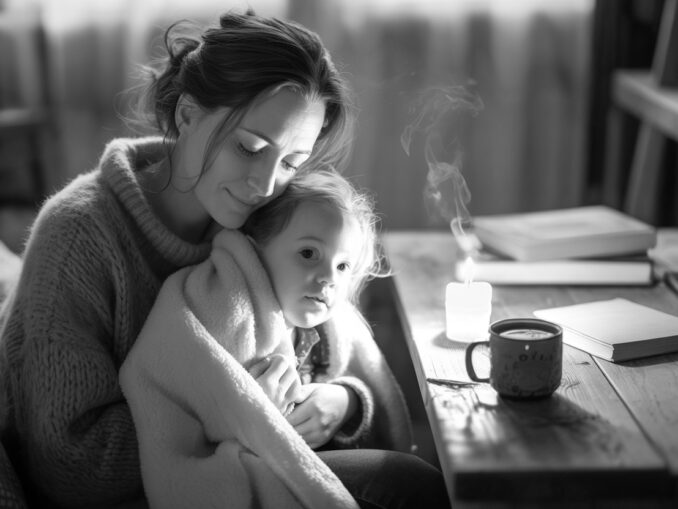 Stromausfall: Ratgeber für Familien mit Kindern Mutter mit Kind bei Kerzenschein